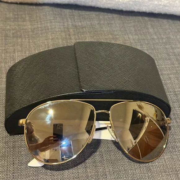 Prada | Accessories | Prada Gold Aviator Sunglasses With  display picture 1